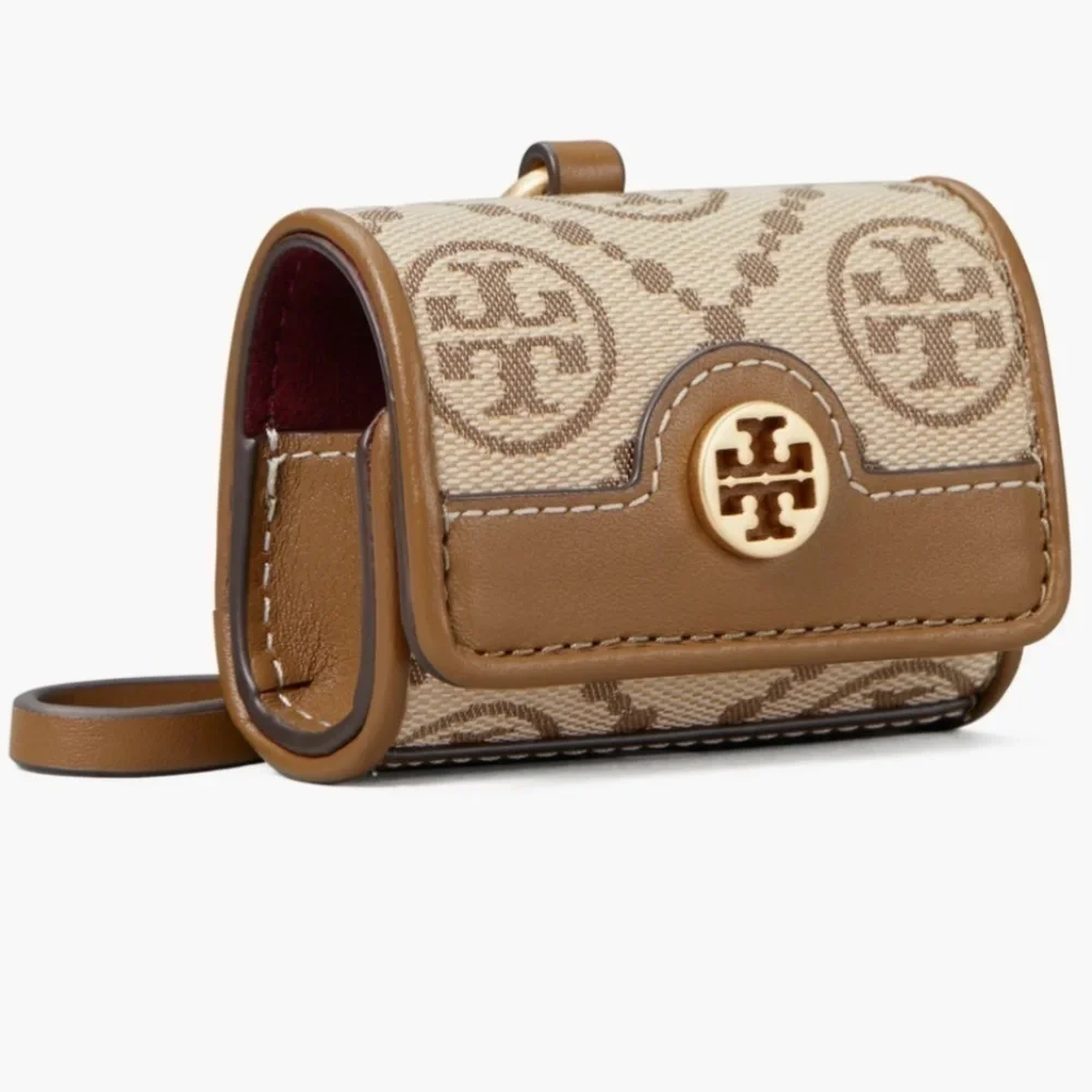NWT Tory Burch New Hazelnut T Monogram Jacquard Apple AirPods Case